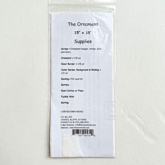 The Ornament Small Christmas Wall Hanging Quilt Pattern Primitive Folk Art Xmas - Picture 2 of 2